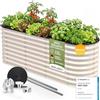HOFGARTEN 200x60x64 cm Orto Rialzato da Esterno - Letto da Giardino 6-in-1 - Cassone per Aiuola in Acciaio Zincato con Fondo Aperto - Inossidabile & Durevole - Kit Fioriera per Terrazzo (Crema)