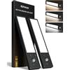 EZVALO Luce Armadio,Barra LED Sottopensile,20cm (2 Pezzi) 62 LED, 1600mAh,3 Temperature Regolabili,Dimmerabile Con Sensore Di Movimento 3 Modalità, Senza Fili Per Guardaroba、Cucina、Corridoio,Nero