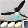 Izrielar Ventilatore da soffitto con illuminazione LED, telecomando, 6 velocità, 3 colori dimmerabili, modalità estate-inverno, timer