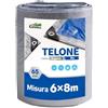 Covall Telone Occhiellato Leggero Argento/Blu Antistrappo Impermeabile Antivento e Resistente ai Raggi UV per Auto,Camion,RV,Casa,Tenda,Barca,Piscina Telo 65g/m² （6x8）
