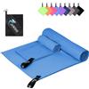 Jokisa Asciugamano Microfibra Set di 2 - Telo Mare Microfibra 180X90CM + Asciugamani Palestra 80X40CM, Asciugamani Microfibra per Esterno Sauna Spiaggia Escursioni (Blu Chiaro)
