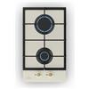 Klarstein Victoria Piano Cottura a Gas - da incasso, bruciatori Sabaf, gas naturale/propano, valvole di sicurezza, spegnimento automatico, vetroceramica stile retrò, 2 fuochi, bianco