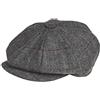 Peaky Blinders, berretto a 8 spicchi piatto in stile "Newsboy", in 100% lana di tweed