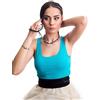 Evoni Body da donna, disponibile in diversi colori e taglie, con scollo rotondo, spalline larghe, chiusura con gancetto, ottima vestibilità e stile sportivo turchese M