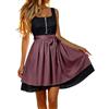 Eauptffy Grembiule tradizionale da donna in stile Dirndl, elegante, in camoscio, leggero, tinta unita, in taffetà, vintage, classico, O viola scuro, M