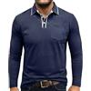 Volemo Polo Uomo Manica Lunga Cotone Magliette Camicie Poloshirt Sport Golf Tops Blu L