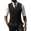 Generisch Gilet da uomo con scollo a V, doppiopetto, classico da cowboy, grande risvolto, casual, formale, affari, Nero , M
