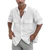 Generico Camicie da Uomo- Camicia da A Maniche Lunghe Tinta Unita con Bottoni E Doppio Taschino