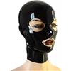 GREEFEI Cappuccio in Lattice Nero,Maschera in Gomma con Cerniera Posteriore Fatta a Mano,Accessori per Mascherata Cosplay