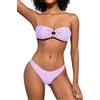 SHEKINI Costume da bagno da donna con scollo a O, con lacci, senza spalline, sexy, da spiaggia, High Cut, viola chiaro, L