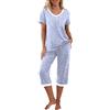 PrinStory Pigiama da donna con maglia a maniche corte e pantaloni lunghi