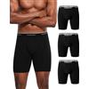 INNERSY Boxer lunghi da uomo Mutande uomo Cotone Boxer stile retrò Anti-sfregamento Trunks Confezione da 3, 3 nero, XL