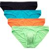 Summer Code Slip Uomo Vita Bassa Mutande Slip Elasticizzato Uomo Intimo, Pacco da 4 Multicolore 2, XL