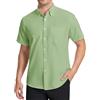 HISDERN Camicia Uomo Maniche Corte Oxford Verde Militare Button Down Camicie Uomo Estiva da Ufficio Manica Corta con Tasca vestibilità Regolare, L