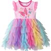 DXTON Vestito da Ragazza Vestito Casual Festa Maniche Lunghe Tulle Principessa Unicorno Ragazze 2-8 Anni
