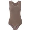 Evoni Body da donna L tuta da donna con scollo rotondo L spalline larghe L gancio di chiusura L body con vestibilità ottimale L Body sportivo da donna, cappuccino, L