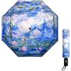 Berkin Arts Ombrello compatto per protezione da pioggia e sole, ombrello da viaggio antivento con apertura e chiusura automatica, ombrello pieghevole portatile leggero per uomo e donna (Water Lilies)
