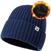 TOP-EX L/XL/XXL 100% lana merino Beanie oversize foderato in pile cappello per freddo inverno caldo, Navy, XX-Large