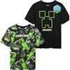 Get Trend Minecraft Magliette Bambino 5-14 Anni, Set 2 T-Shirt Cotone Manica Corta Girocollo, Abbigliamento Bambino Estivo, Idea Regalo Ragazzo (9-10 Anni, Nero Minecraft 2 Pck)
