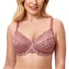 DELIMIRA Reggiseno con Ferretto Taglie Forti Pizzo Rosa Vintage 6I
