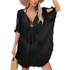 Hanaoops Copricostume da Bagno Donna Scollo a V Abito da Spiaggia Tinta Unita Vestito Mare Hollow out Bikini Cover Up Allentato Costume da Bagno per Estate Adatto per spiagge, Piscine e Feste
