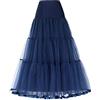 SSDH A-Line Long Swing Elastico Vita Gonna Petticoat Crinoline Mezza scivola per abiti da sera di nozze, blu navy, XL