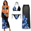 ELIXIUMPRO Costume da Bagno Donna Bikini a Triangolo con Lacci e Slip (Coppe Estraibili)- Fantasie Floreali e Animalier - Set Due o Tre Pezzi Mare Piscina (IT, Testo, M, Regular, Regular, Esotico Fiore Blu)