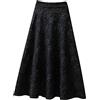 AMDOLE Gonne lunghe da donna estive da donna in jacquard floreale a vita alta gonna midi swing gonne in maglia per le donne, Nero , M
