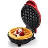 Generico Macchina per Mini Waffle, Mini Piastra per Waffle Antiaderente, Mini Waffle Maker Elettrico, 350W, Piastra per Cialde Dolci 16 cm con Rivestimento in Ceramica, Indicatore LED, Cucina
