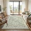 Klyvvo Bohemien Tappeto Soggiorno 160x230 cm, Pelo corto Tappeto con motivi floreali, 1200 g/m³ poliestere, lavabile in lavatrice,TPE antiscivolo base,per camera da letto,sala da pranzo,Verde