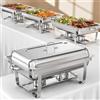 TLGREEN 9L Buffet Scaldavivande, 2 Contenitori GN 1/2, Chafing Dish Buffet in Acciaio Inox, Piastra Scaldavivande per Catering, Matrimoni, cene, Buffet, Feste di Natale e Scuole.