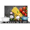KitchenYeah© Paraschizzi Cucina Alluminio Pannello Dietro Piano Cottura | 60x40 cm - Fornelli a Gas Paraspruzzi Pasta - Erbe - Pomodoro - Spezie - Rustico