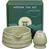 PRITOK Ciotola matcha in 2 pezzi: 18 OZ Ciotola matcha Matcha Chawan fatta a mano per la cerimonia matcha, ciotola in ceramica matcha con beccuccio, verde