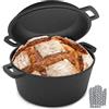Vyranut Cocotte in Ghisa 2 in 1 con Coperchio Teglia per Pane - Pentola da Forno Ø26 cm, 4,7 L - Compatibile con Induzione e Forno, Cottura Uniforme e Durevole, Senza Rivestimento Chimico