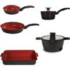 CLASSE ITALY, Set Padelle antiadenti 7 Pz. senza PFAS, Antiaderente a 5 strati senza PTFE, PFOA, 100% sicuro, Linea TUSCANY, per Induzione e Fiamma