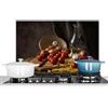 KitchenYeah© Paraschizzi Paraspruzzi per Cucina Lamiera Alluminio Alzatina | 70x50 cm - Top Decorazioni Cucine Tagliere - Verdura - Natura morta - Pasta - Cipolla - Pomodoro