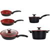 CLASSE ITALY, Set Padelle antiadenti 8 Pz. senza PFAS, Antiaderente a 5 strati senza PTFE, PFOA, 100% sicuro, Linea TUSCANY, per Induzione e Fiamma