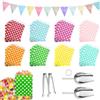 FIHODONE Sacchettini Compleanno Bambini Accessori Candy Bar,Contiene 80 Sacchetti Regalo,4 Pinze per Zucchero,2 Pala del Ghiaccio,Sacchetti Regalo Candy Bar Matrimonio,Sacchetti Compleanno Bambini