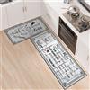 7VSTOHS Tappetini da cucina 2 pezzi, Tappeto Cucina Antiscivolo, Antiscivolo Impermeabile PVC Tappeti da Cucina, lavabile, Adatto per corridoi, cucine, bagni, 43x75+43x150cm