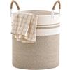 SaiXuan XXXL Cesto Portabiancheria Sporca Intrecciato in Cotone con Manico, 50L Cesta Porta Oggetti in Corda di Cotone, per Camera da Letto, Bagno, Giocattoli e Organizzazione, Resistente, 37x47cm