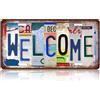 MTsigns Targa vintage in metallo con scritta Welcome, decorazione da parete per la casa, 30,5 x 15,2 cm