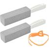 FOCCTS 2pcs Pietra Pomice per la Pulizia Pomice Naturale Pietra Bastone di Pulizia con Manico Bastone Pomice Pulitore, per di Pulizia, Bagno,Rimuovere Le Macchie d'Acqua Sedimenti Ruggine Pelle Morta