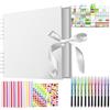 Janety Black Scrapbook Photo Album 80 Pages, DIY Photo Album 28x21cm White | DIY Spiral Scrapbooking Photo Album for Gift &Memory