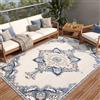 TAPISO Patio Tappeto Salotto Esterno Pelo Corto Design Moderno Motivo Astratto Vintage Effetto 3D Blu Beige Sala Camera Terrazza Balcone Outdoor Indoor Oeko-Tex 160 x 220 cm