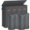 SONGMICS Cesto Portabiancheria 4 Scomparti, Porta Biancheria 210 L, Coperchio, 5 Etichette, Sacchi Interni Rimovibili e Lavabili in Lavatrice, Lavanderia Camera da Letto, Grigio Scuro RLH014G01