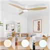 Caunmar Ventilatore Da Soffitto Con Luce E Telecomando Silenzioso Ventola Soffitto Con Luce Dimmerabile Lampadario Con Pale Ventilatore Motore DC Reversibile 6 Velocità Con Timer-Color Legno||132CM