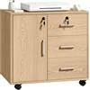 HOMCOM Schedario Richiudibile con 3 Cassetti 40x60x56 cm Marrone | Unità di stoccaggio, ripiano regolabile, armadio da ufficio, ruote