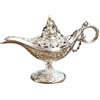 VOANZO Metallo Intagliato Aladdin Magic Vintage Home Tea Oil Pot Arte araba Artigianato Regalo Raro Leggenda retrò Colore Aladdin Genie Light (Argento)