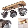 hofstein Lampada a soffitto Glostrup, lampada a soffitto dimmerabile in metallo/legno in marrone, 3 luci, paralume ruotabile e inclinabile, 3 x attacco GU10, spot dal design retrò, senza lampadina/e