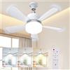 Generic Ventilatore da soffitto con luce LED, compatibile E27/E26, telecomando, silenzioso, 3 velocità, 3 temperature di colore, timer, 5 pale per camera da letto, soggiorno e ufficio (52cm)